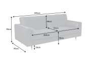 Luxe design 3-zitsbank 225 cm zitcomfort pocketvering fluweel stof grijs