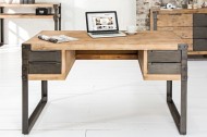 Massief Accaciahout bureau FACTORY 135 cm met 4 laden