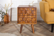 Massief bijzettafel MYSTIC LIVING 56cm Sheesham 3D-oppervlak nachtkastje