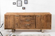 Massief dressoir BARRACUDA antiek teakhout met stalen skidpoten 160cm