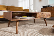 Massief hout salontafel met lades LIVING 110 cm naturel sheesham 3D-oppervlak massief hout