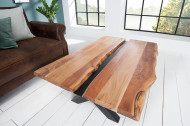 Massief houten salontafel AMAZONAS 120 cm acacia metaal zwarte boomrand