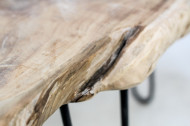 Massieve consoletafel WILD 120 cm teak massief houten boomschijf Haarspeldpoten