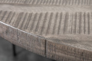 Massieve eettafel 120cm rond grijs mangohout gebogen poten