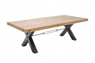 Massieve eettafel ROAD 200cm naturel gerecycled grenen industrieel design X-frame