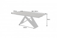 Moderne keramische eettafel PROMETHEUS 180-220-260cm, roest-look uitschuifbaar