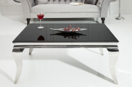 Moderne Salontafel BAROQUE 100cm zilver met zwart opaal glas