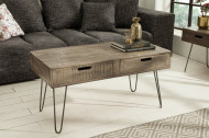 Retro salontafel SCORPION 100 cm grijs mangohouten haarspeldpoten met lades