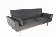 Retro slaapbank BELLEZZA 208 cm grijs fluweel stof 3-zits bank inclusief kussens