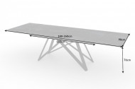 Uitschuifbare eettafel ATLAS 180-220-260cm keramiek blad in lava-look