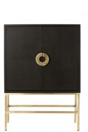 Wandkast Mangohout zwart / goud 2 Deuren 2 Laden 140cm