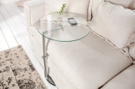 Art Deco bijzettafel EFFECT 45cm chroom, in hoogte verstelbaar glas