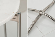 Bijzettafel 35 cm wit met marmeren blad