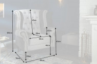 Chesterfield fauteuil 85cm zilvergrijs fluweel met knoopsluiting