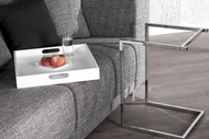 Design bijzettafel CIANO 40cm wit chroom dienbladtafel