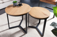 Design bijzettafel set van 2 eiken look 50 cm industriële stijl