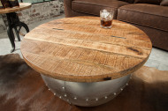 Design salontafel met opbergruimte DRUMP STORAGE 68 cm naturel mangohout Industrial