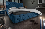 Elegant fluweelstof donkerblauw bed PARIS 160x200cm