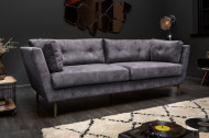 Elegante 3-zits bank MARVELOUS 220 cm grijs fluweel 3-zits bank inclusief kussens