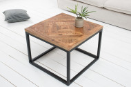 Elegante bijzettafel INFINITY HOME 60 cm natuurlijk mangohout met visgraatpatroon