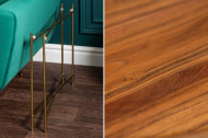 Elegante bijzettafel MONSOON 55 cm verguld acaciahout afneembaar blad