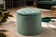 Elegante kruk MODERN BAROK 50 cm mint / Petrol fluwelen opbergmand