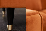 Elegante Loungebank COSY VELVET 260 cm fluweel stof roestbruin.lounge gedeelte aan beide zijden op te monteren.