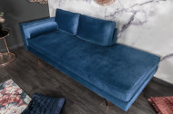 Elegante Récamière DIVA 196 cm donkerblauw fluwelen roségouden voetjes