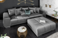 Extravagante kruk ELEGANCIA 110 cm zilvergrijs fluweel met sierstiksels