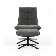 Fauteuil Marcus met voetenbank- antraciet Baquer