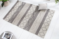 Handgeweven wollen vloerkleed 240x160cm grijs beige gebreid scheerwolpatroon