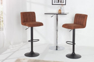 Hoogte verstelbare Barstoel met voetensteun vintage bruin set van 2