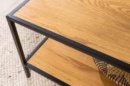 Industriële salontafel SLIM 120cm wild eiken zwart met twee planken