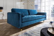 Luxe design 3-zitsbank 225 cm zitcomfort pocketvering stof fluweel aqua