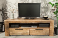 Massief tv-bord IRON CRAFT mangohout lowboard 130 cm 2 lades