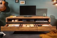 Massief tv-bord MAMMUT 160 cm acacia honingkleurig metalen lowboard met boomrand