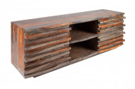 Massief tv-lowboard RELIEF 150 cm rookafwerking Sheesham hout met een uitgewerkte voorkant