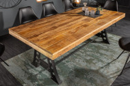 Massieve eettafel INDUSTRIAL 240 cm mangohout met zwart metalen frame
