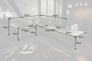 Moderne hoekbank LOFT 220cm zilvergrijs fluweel stof incl Hocker en kussens.lounge gedeelte aan beide zijden op te monteren.