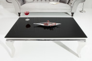 Moderne Salontafel BAROQUE 100cm zilver met zwart opaal glas