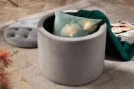 Poef met opbergruimte zilver grijs fluwelen 50 cm