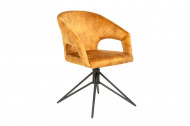 Retro draaistoel ETERNITY mosterdgeel fluweel met comforthandvat