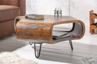 Retro salontafel LIVING 80 cm grijze rookafwerking Sheesham palissander met haarspeldpoten