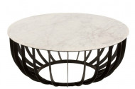 Salontafel Rond Marmer/ijzer Wit/Zwart Large 90cm