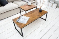 Set van 2 design salontafels ELEMENTS 100 cm metalen frame met sheeshamsteen afwerking