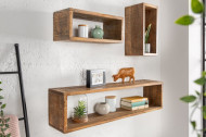 Wandplanken Mangohout Set van 3 stevige wandplanken 94 cm bruin