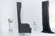 Barokke Troonstoel antiek grijs met decoratieve doorgestikte Chesterfield fauteuil