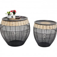 Bijzettafel African Drums (2 / Set) Zwart