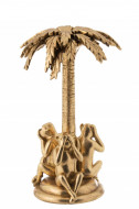 Deco beeld Palmboom Met Apen Poly Goud 36cm