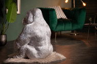 Deco Gedetailleerd Gorilla XL 75 cm zilveren aapbeeld gemaakt van kunststeen